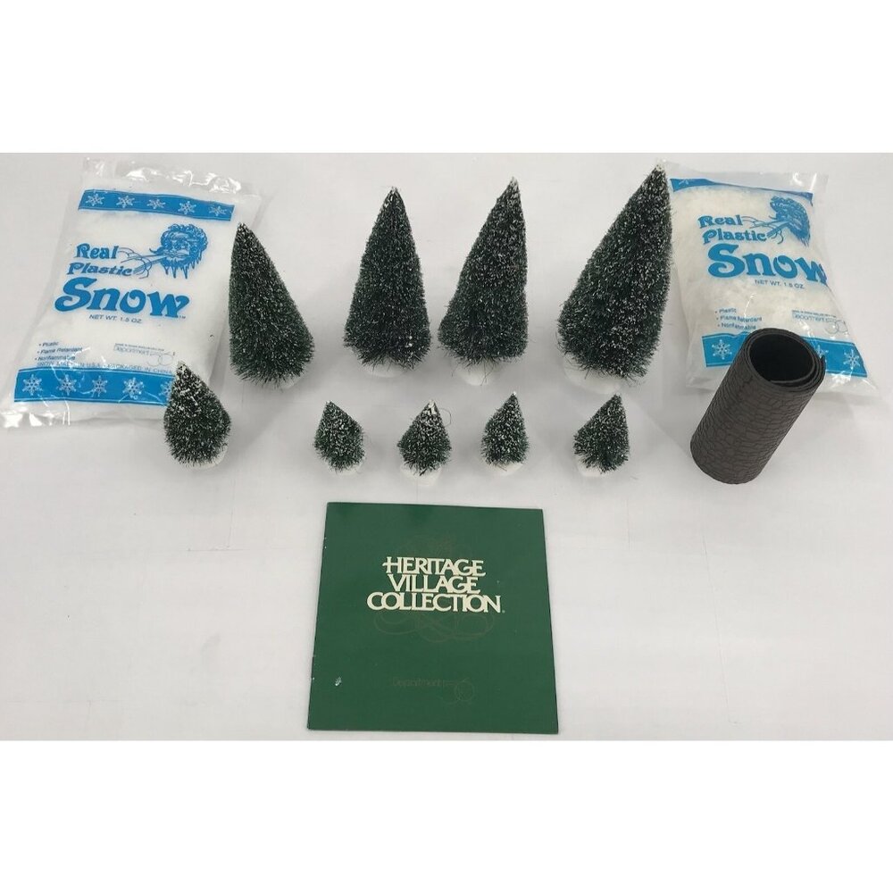 Dept 56 Heritage Village Trees Two Snow Bags‎ And Path Christmas Vintage